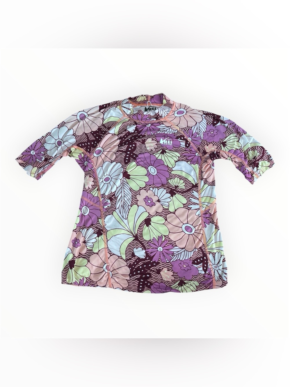 REI Girls' Floral Long Sleeve Rashguard – Purple, Green, Pink
